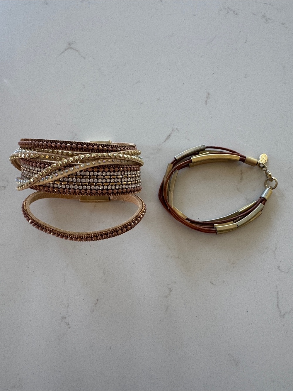 Gold and Rose Gold Multi-Strand Women's Bracelet Set of 2 NWOT